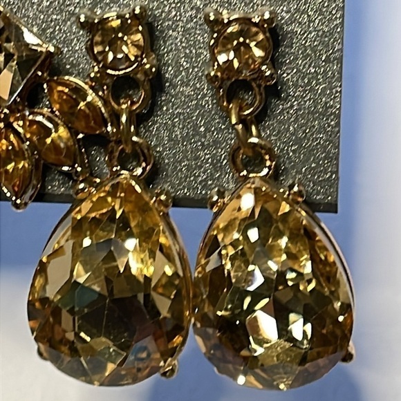 NWT Massini Set of 3 Fashion Earrings Crystal Jewel Gold Tone - Picture 2 of 7